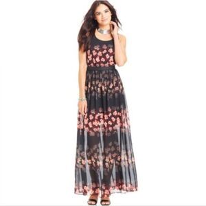 Jessica Simpson Lulu Maxi Dress Black Medium Floral Black Medium Sheer Fairy